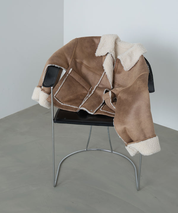 フェイクスエード×ボアボンディングムートンブルゾン