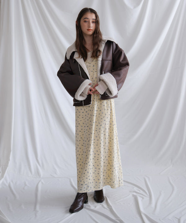 フェイクスエード×ボアボンディングムートンブルゾン