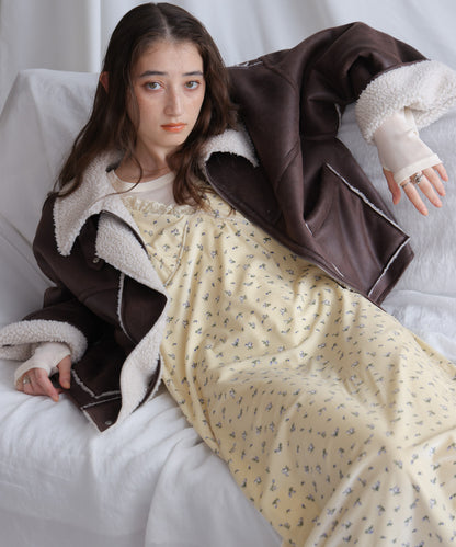 フェイクスエード×ボアボンディングムートンブルゾン