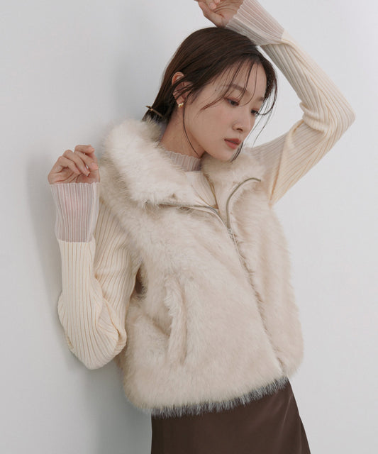 ミックスファーWジップベスト