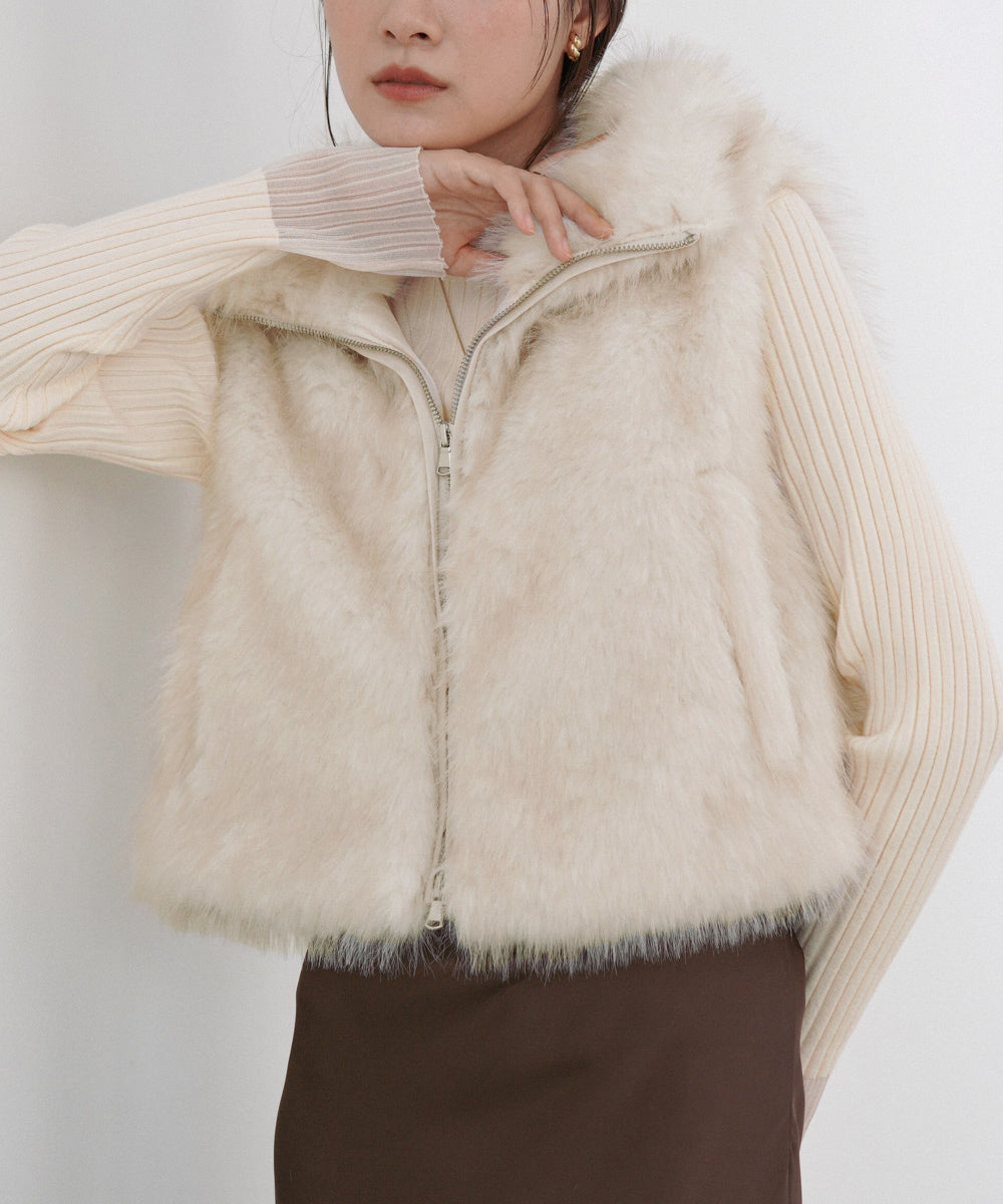 ミックスファーWジップベスト – Bab