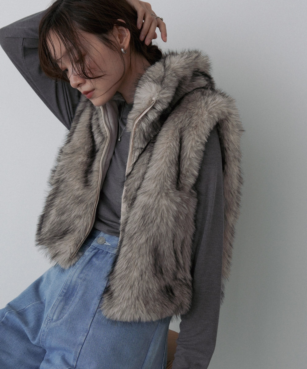 ミックスファーWジップベスト – Bab