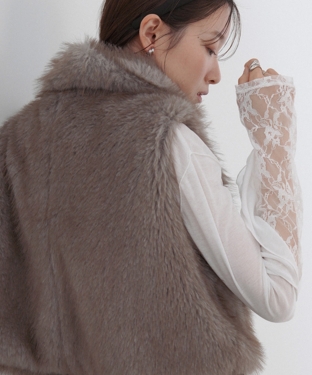 ミックスファーWジップベスト – Bab