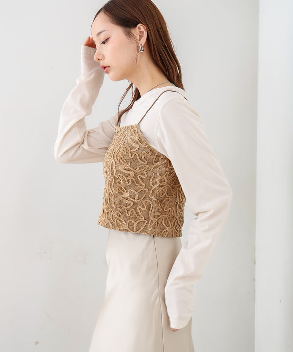 コード刺繍ベロアビスチェ