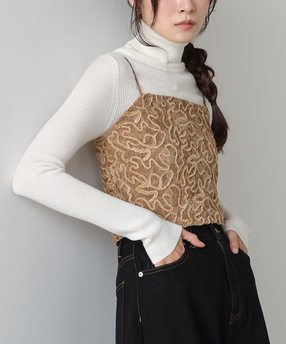 コード刺繍ベロアビスチェ