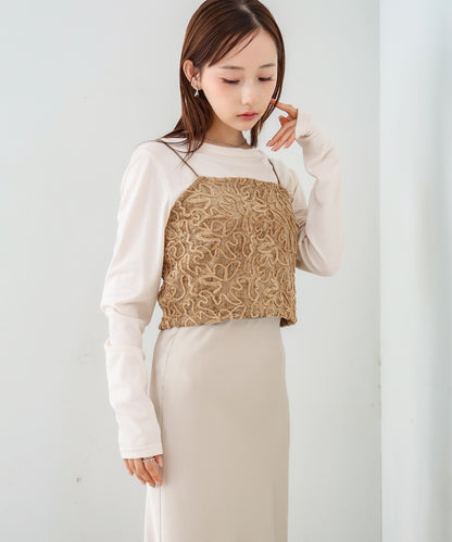 コード刺繍ベロアビスチェ