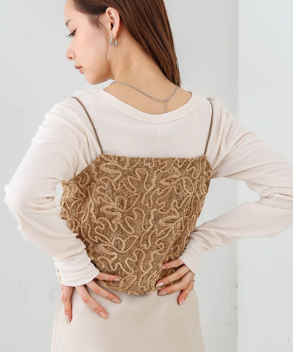 コード刺繍ベロアビスチェ