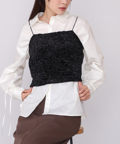 コード刺繍ベロアビスチェ