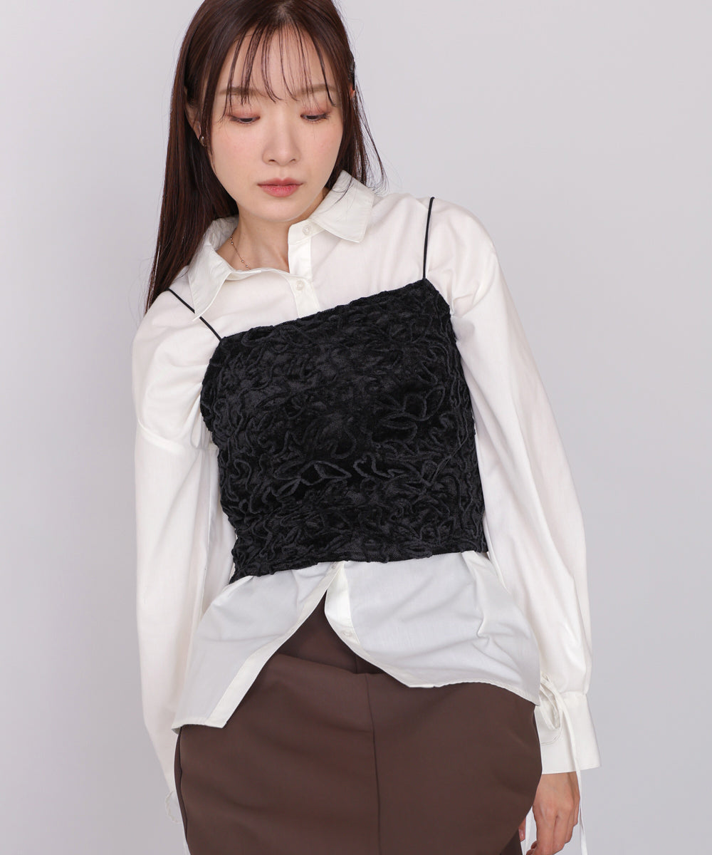 コード刺繍ベロアビスチェ