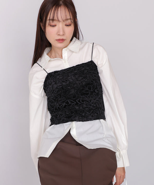 コード刺繍ベロアビスチェ