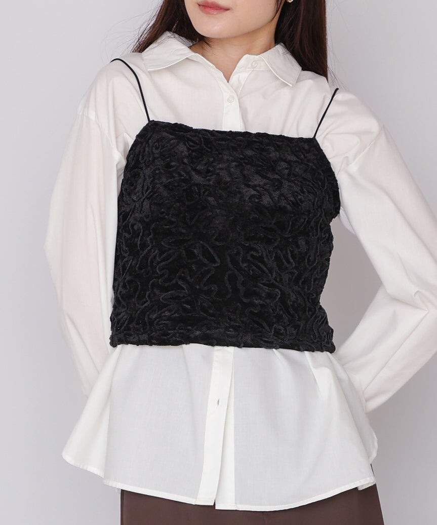 コード刺繍ベロアビスチェ