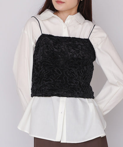 コード刺繍ベロアビスチェ