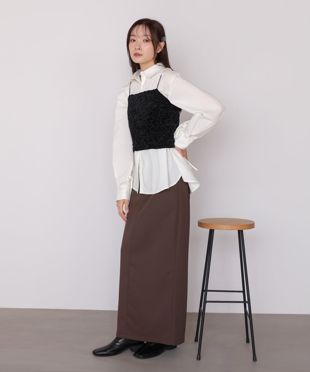 コード刺繍ベロアビスチェ