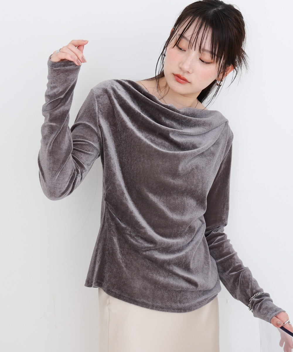 ✨新品✨BABYLONE ベロアドレーププルオーバー BABYLONE（バビロン） tシャツ 「洗濯可」ベロアドレーププルオーバー