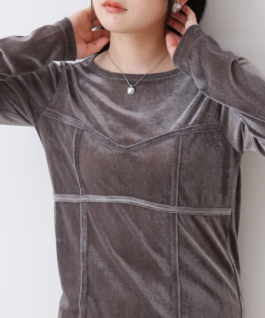 シアーベロアビスチェドッキングプルオーバー