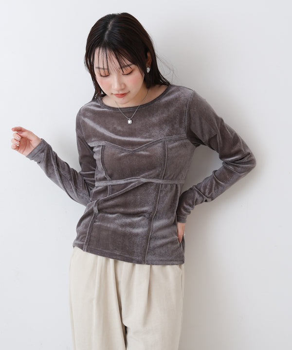 シアーベロアビスチェドッキングプルオーバー
