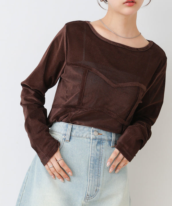 シアーベロアビスチェドッキングプルオーバー