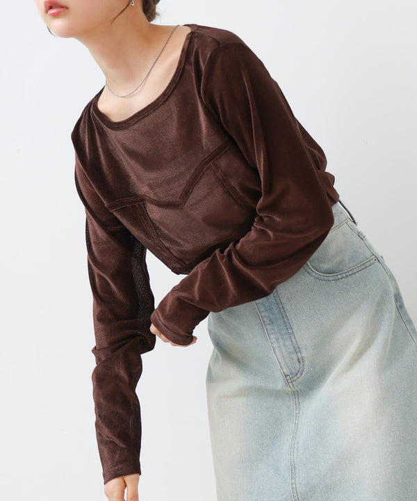 シアーベロアビスチェドッキングプルオーバー