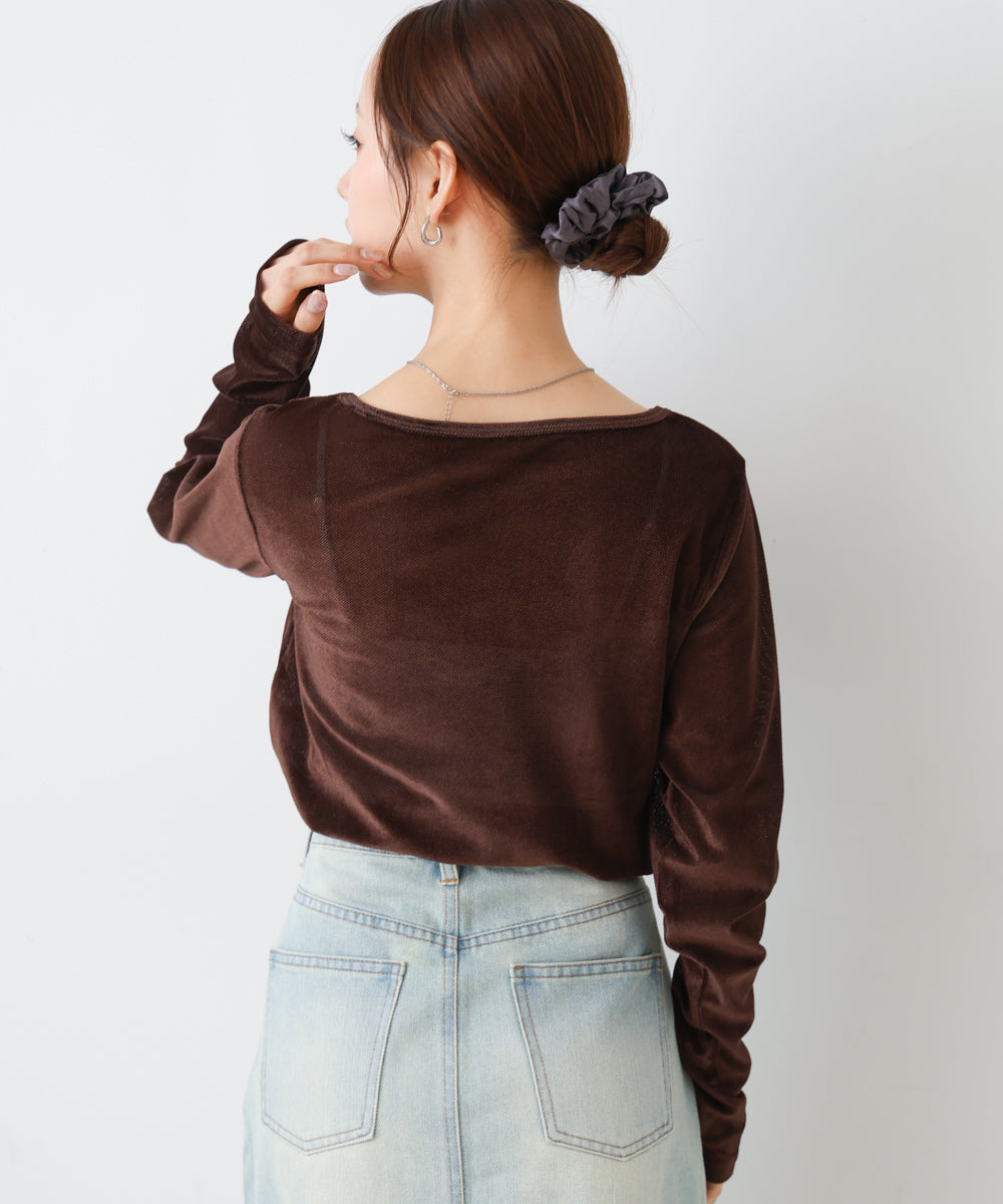 シアーベロアビスチェドッキングプルオーバー