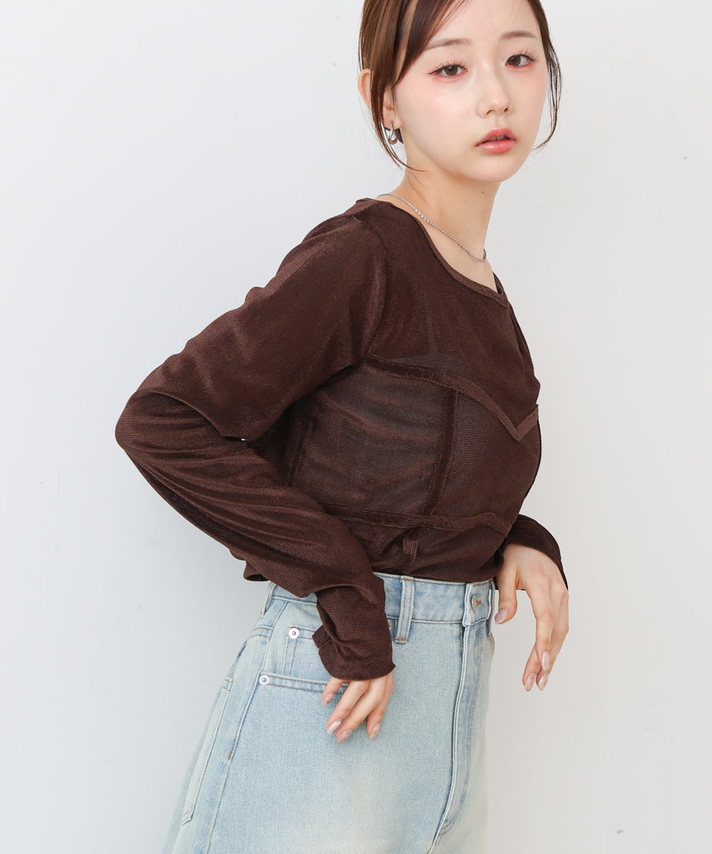 シアーベロアビスチェドッキングプルオーバー