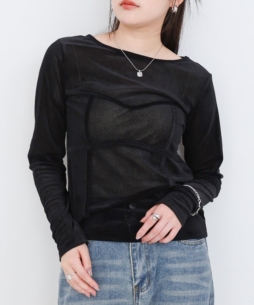 シアーベロアビスチェドッキングプルオーバー