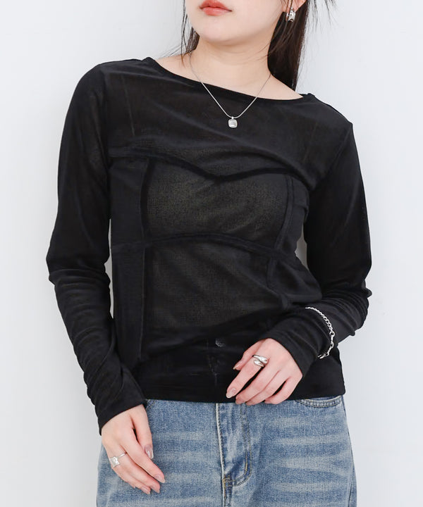 シアーベロアビスチェドッキングプルオーバー