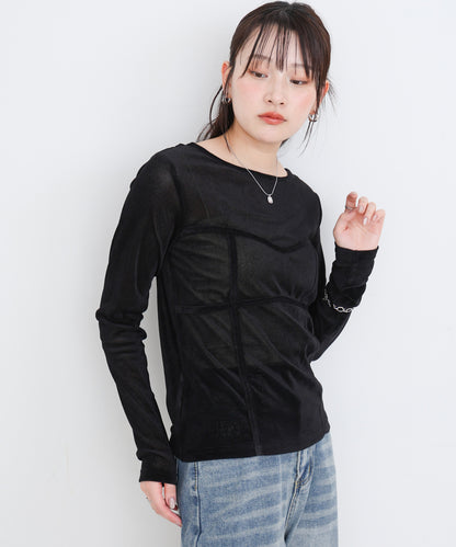 シアーベロアビスチェドッキングプルオーバー