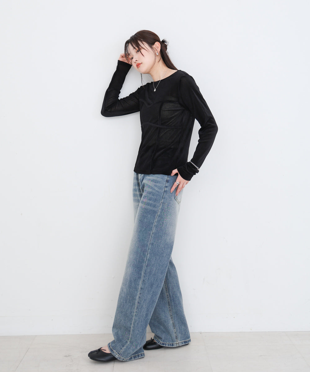 シアーベロアビスチェドッキングプルオーバー