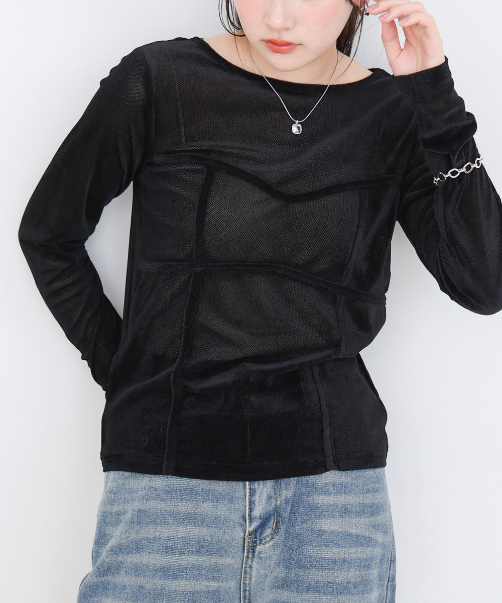 シアーベロアビスチェドッキングプルオーバー