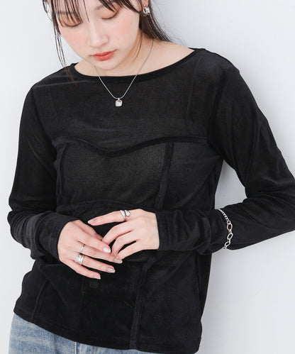 シアーベロアビスチェドッキングプルオーバー