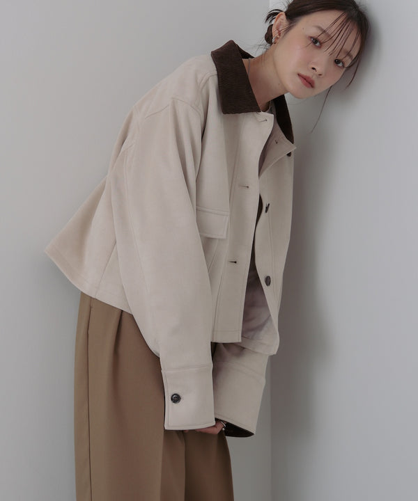 フェイクスエード×コーデュロイショートカバーオール