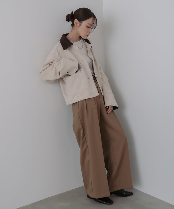 フェイクスエード×コーデュロイショートカバーオール