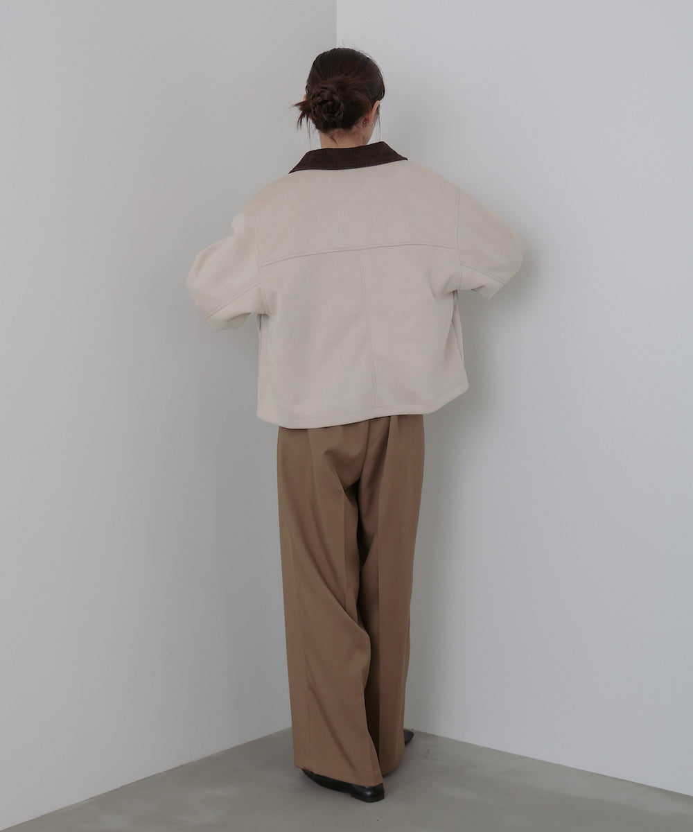 フェイクスエード×コーデュロイショートカバーオール