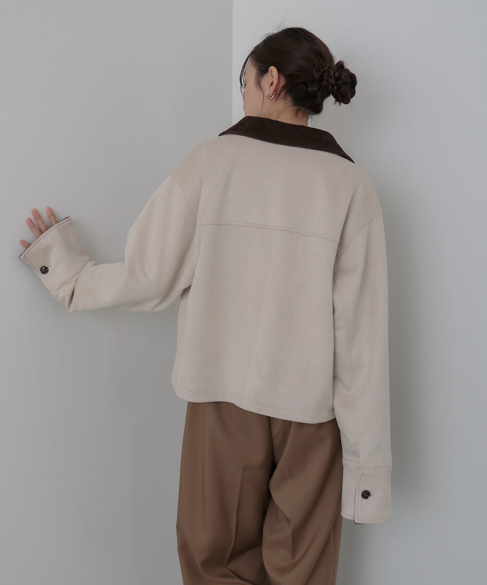 フェイクスエード×コーデュロイショートカバーオール
