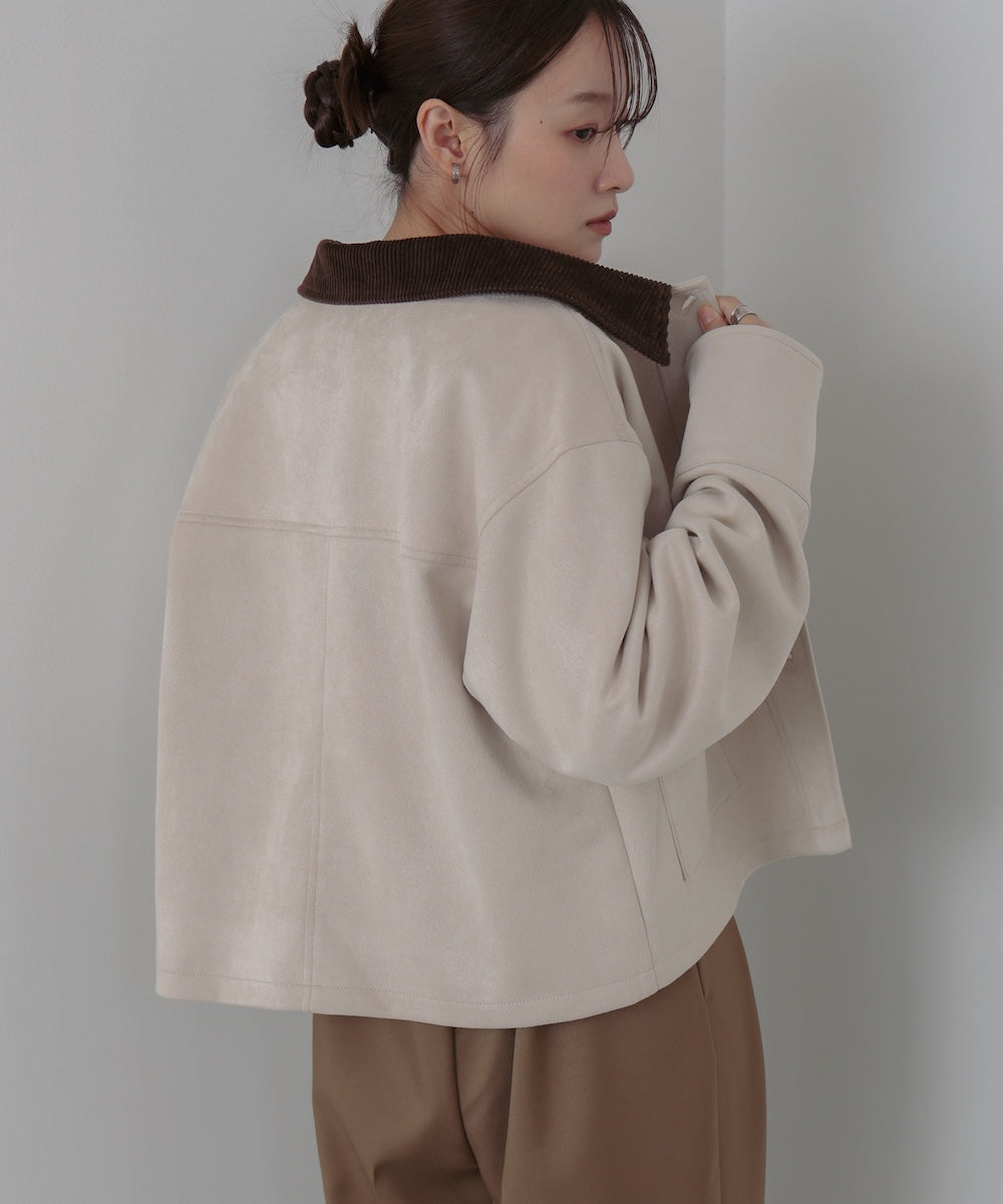 フェイクスエード×コーデュロイショートカバーオール