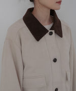 フェイクスエード×コーデュロイショートカバーオール