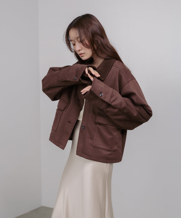 フェイクスエード×コーデュロイショートカバーオール