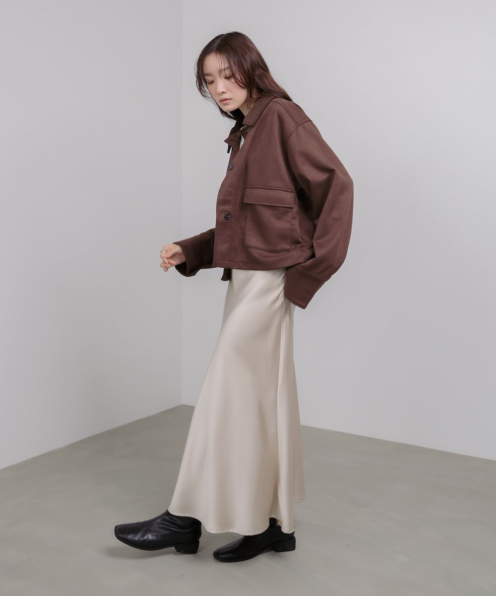 フェイクスエード×コーデュロイショートカバーオール