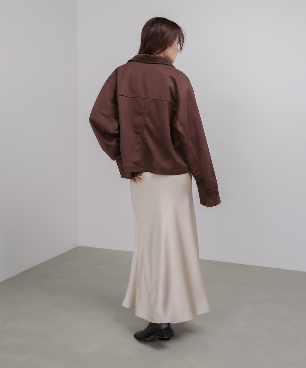 フェイクスエード×コーデュロイショートカバーオール