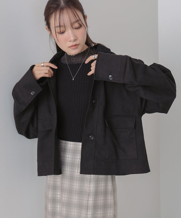 フェイクスエード×コーデュロイショートカバーオール