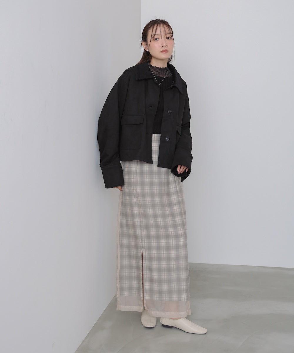 フェイクスエード×コーデュロイショートカバーオール