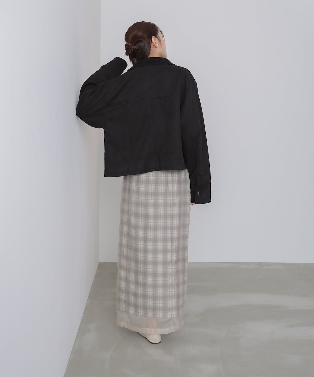 フェイクスエード×コーデュロイショートカバーオール