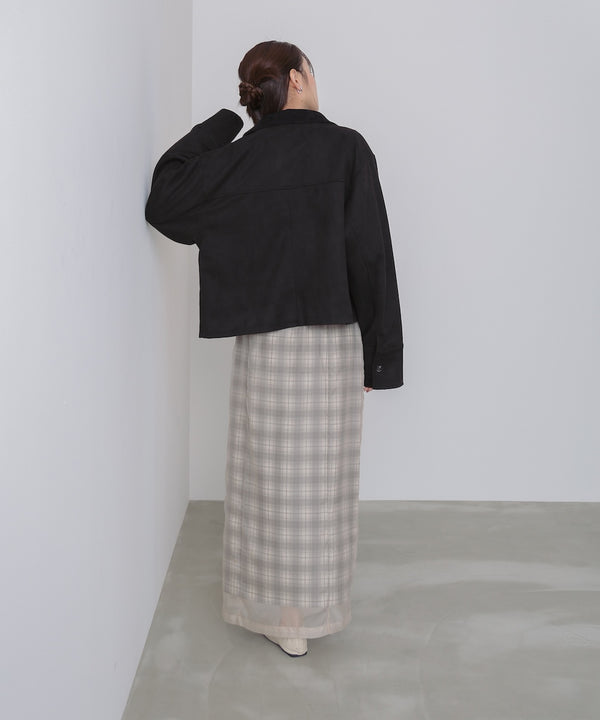 フェイクスエード×コーデュロイショートカバーオール