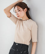 ウェーブメローハーフスリーブリブカットソー