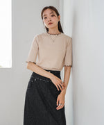 ウェーブメローハーフスリーブリブカットソー