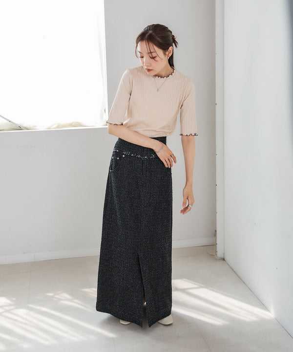 ウェーブメローハーフスリーブリブカットソー