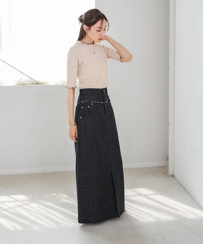 ウェーブメローハーフスリーブリブカットソー