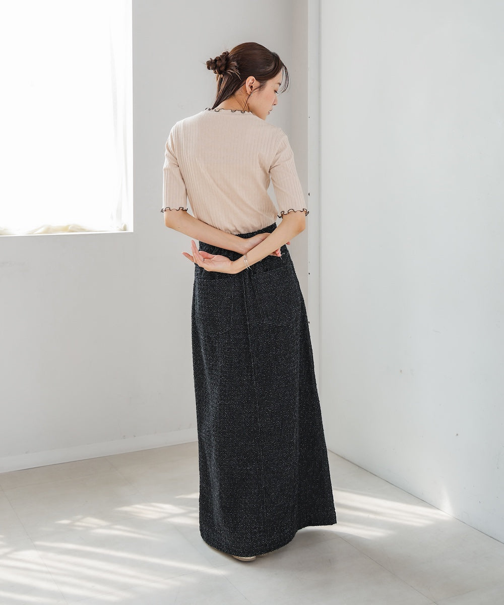 ウェーブメローハーフスリーブリブカットソー