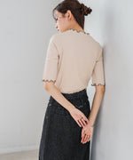 ウェーブメローハーフスリーブリブカットソー