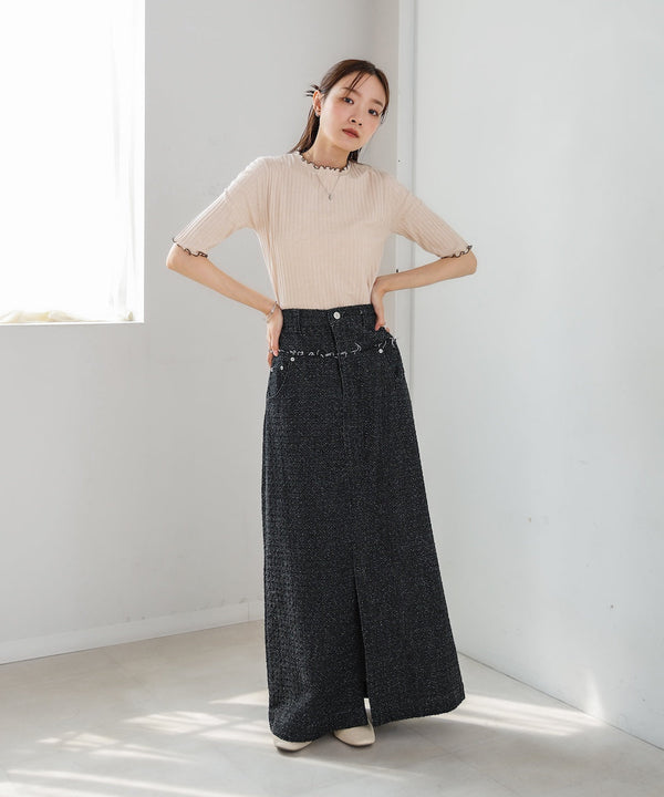 ウェーブメローハーフスリーブリブカットソー